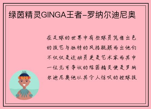 绿茵精灵GINGA王者-罗纳尔迪尼奥